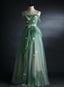 Light Green Straps Tulle Floor Length A-Line Classy Prom Dress, Tulle Scoop Party Dress Classy Dress
