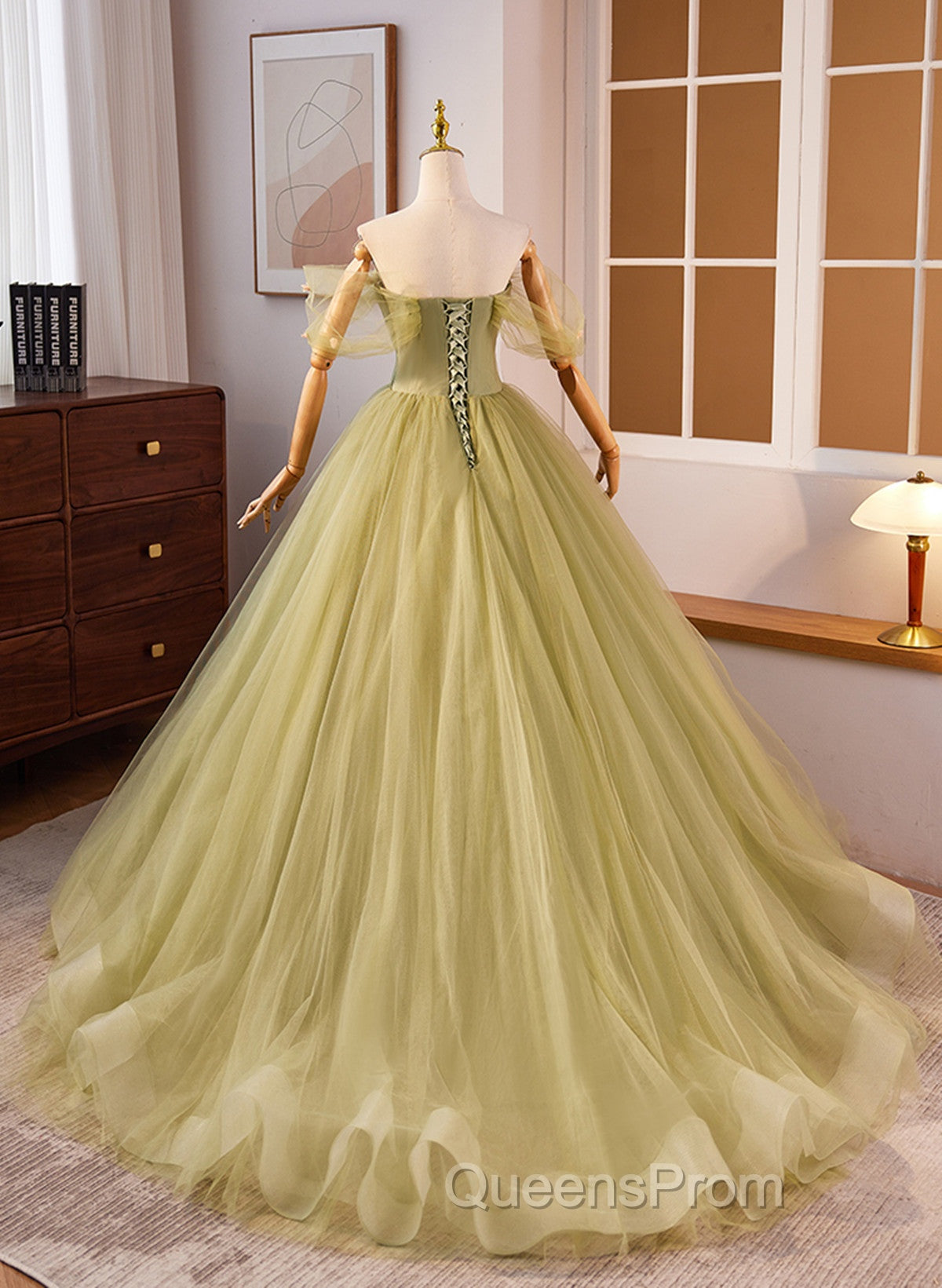 Light Green Sweetheart Tulle Long Formal Dress, Light Green Evening Prom Dress Party Dress