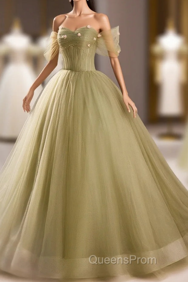 Light Green Sweetheart Tulle Long Formal Dress, Light Green Evening Prom Dress Party Dress Main image