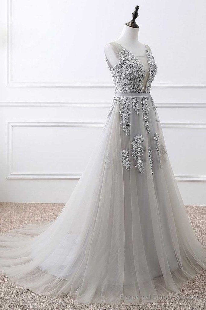 Light Grey High Quality Long Party Dress, New Prom Dress Main image
