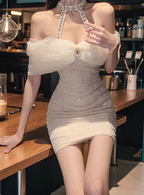 Light Luxury Handmade Rhinestone Halter Neck Sequined Hip-Wrapped 19Th Birthday Homecoming Dress
