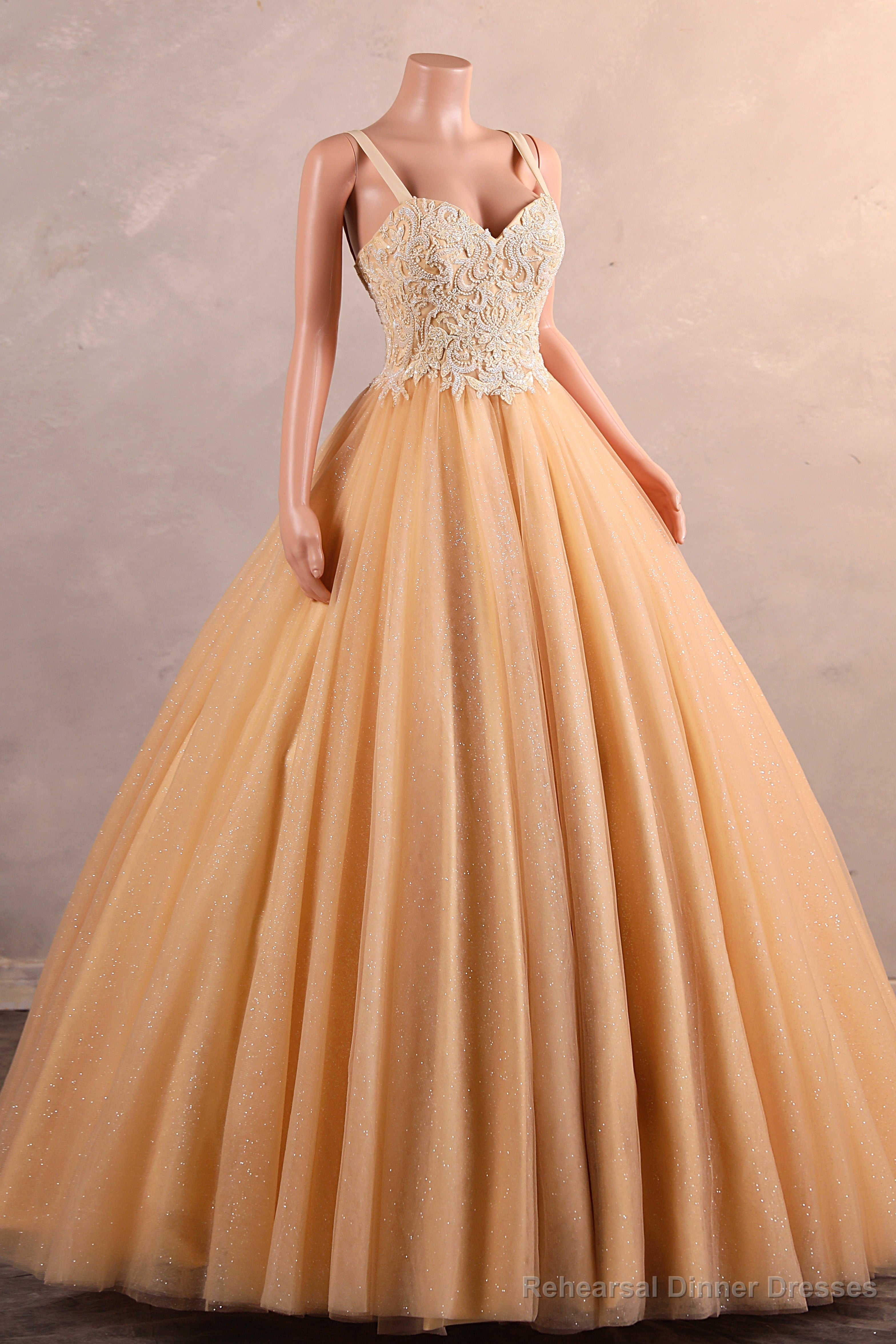 Light Orange Quinceanera Dresses Beaded Appliques A-line Tulle Long Ball Gowns Prom Dresses Secondary image