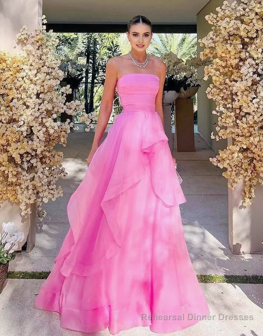 Light Pink A Line Strapless Organza Prom Dress Secondary image