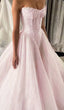 Light Pink Ball Gown Strapless Beaded Sequin Tulle Classy Prom Dress 18Th Birthday Dress