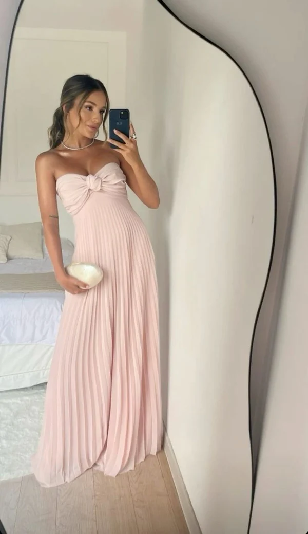 Light Pink Strapless Chiffon Long Classy Prom Dress Classy Evening Party Dress Secondary image