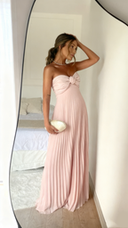 Light Pink Strapless Chiffon Long Classy Prom Dress Classy Evening Party Dress