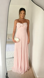 Light Pink Strapless Chiffon Long Classy Prom Dress Classy Evening Party Dress