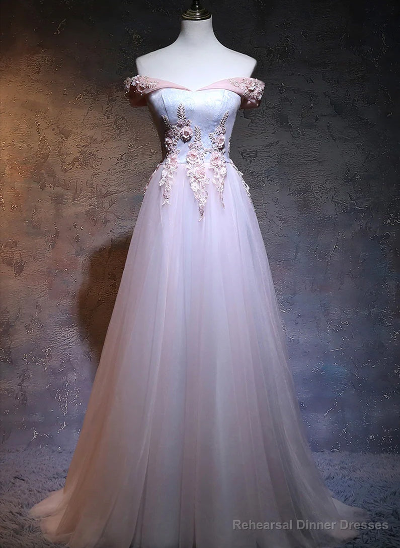 Light Pink Sweetheart Off Shoulder Party Dress, Long Prom Dress Secondary image