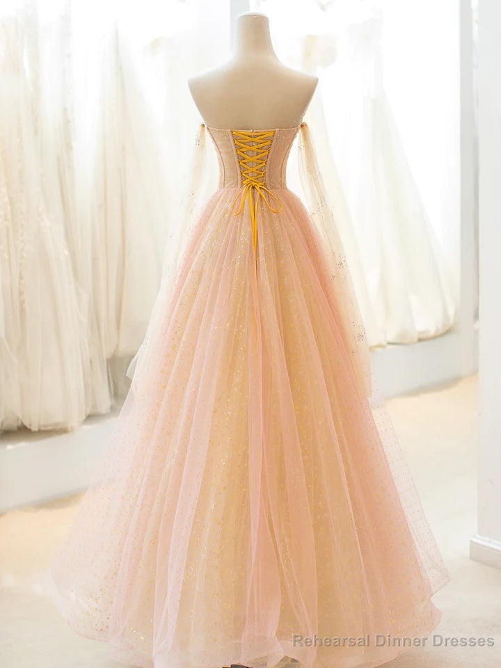 Light Pink Tulle Sweetheart Long Prom Dress, Pink Tulle Formal Dress Secondary image