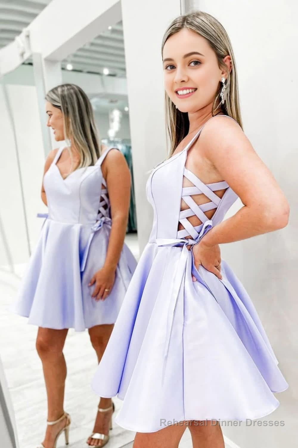 Light Purple A Line Straps Homecoming Dress Main image