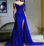 Light Purple High Split Classy Evening Dress, Sweetheart Mermaid Classy Prom Dress, Elegant Dress For Wedding