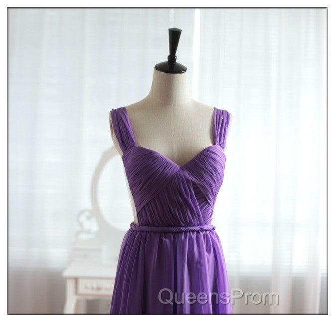 Light Purple Cap Sleeves/Long Sleeves Backless Chiffon Evening Prom Dress, Purple Bridesmaid Dress Secondary image
