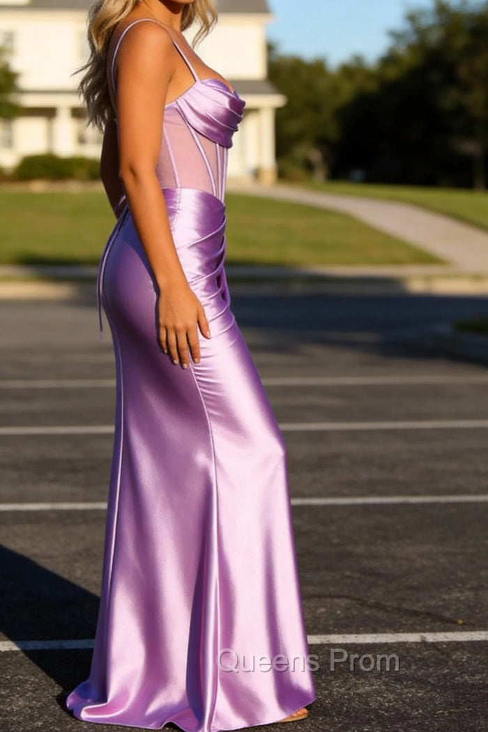 Light Purple Corset Prom Dress With Slit