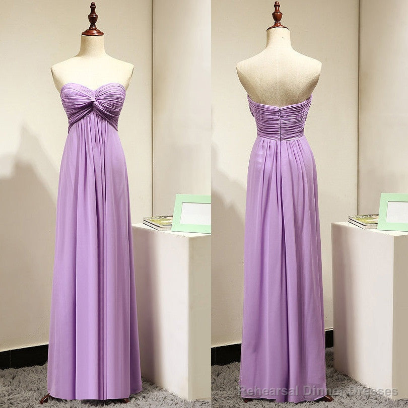 Light Purple Empire Sweetheart Bridesmaid Dresses with Ruching, Simple Chiffon Prom Dress