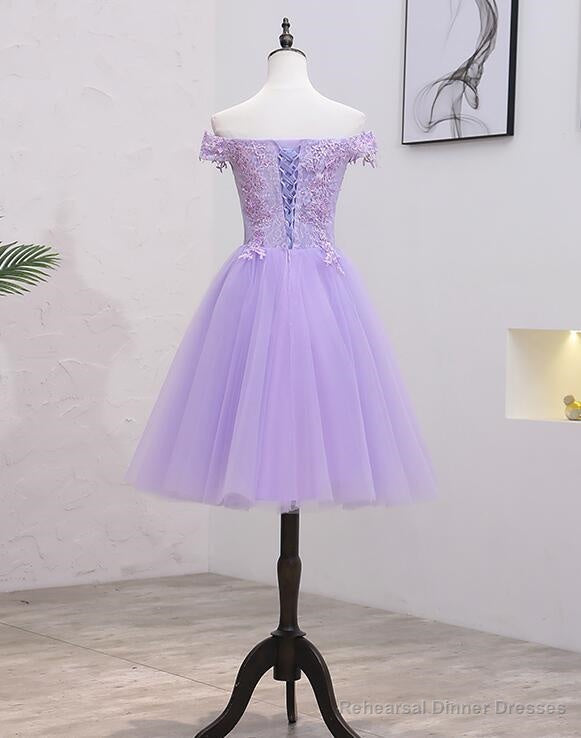 Light Purple Lace And Tulle Off The Shoulder Homecoming Dress Secondary image