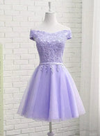 Light Purple Short Bridesmaid Dress , Tulle with Lace New Formal Dresses