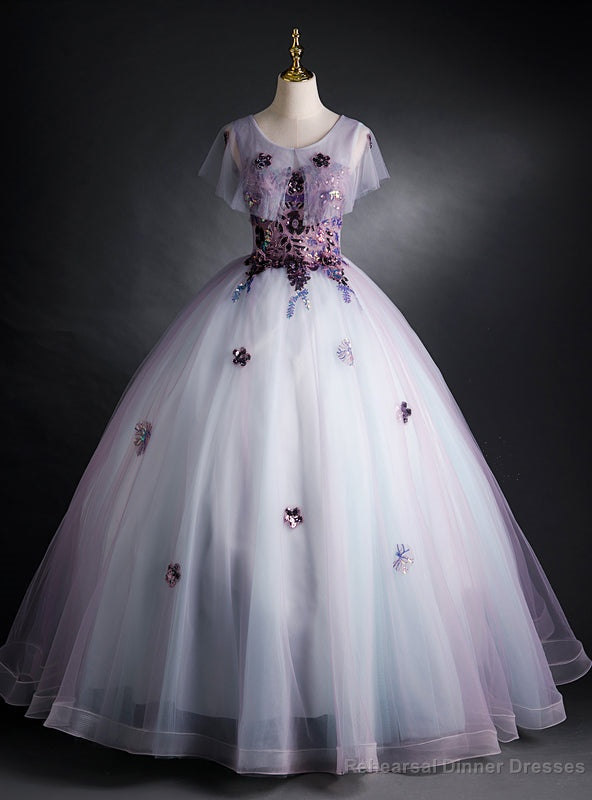 Light Purple Tulle Sequins Appliques Quinceanera Dress Main image