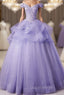 Light Purple Tulle With Lace Off Shoulder Sweet 16 Dress, Light Purple Formal Dress