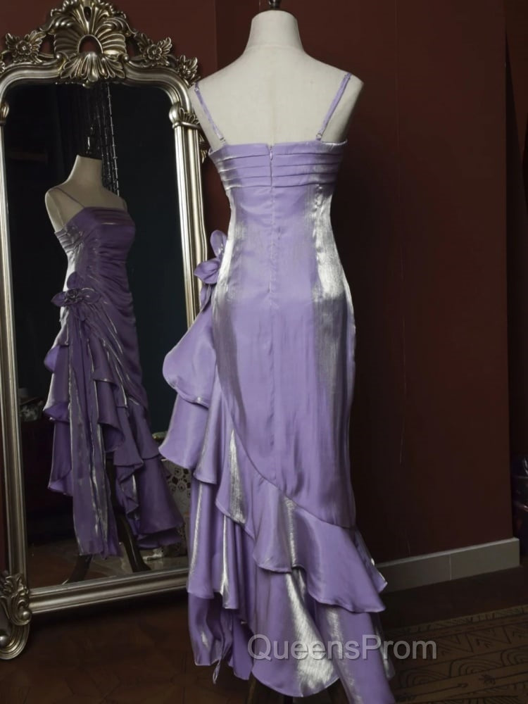 Light Purple Vintage Floral Dress Asymmetrical Hem Evening Prom Gown Secondary image