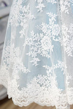 Light Sky Blue Halter Homecoming with Lace Appliques Cute Short Classy Dress