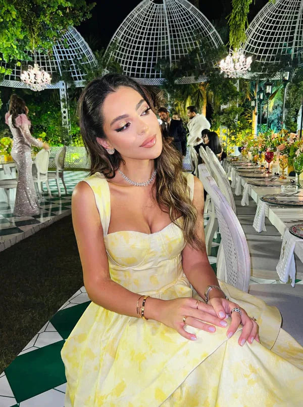 Light Yellow Ruffle Tiered A-Line Long Party Dress Classy Prom Gown Classy Evening Gown