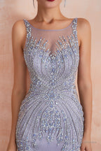Lilac Fitted Mermaid V-Neck Long Prom Dresses