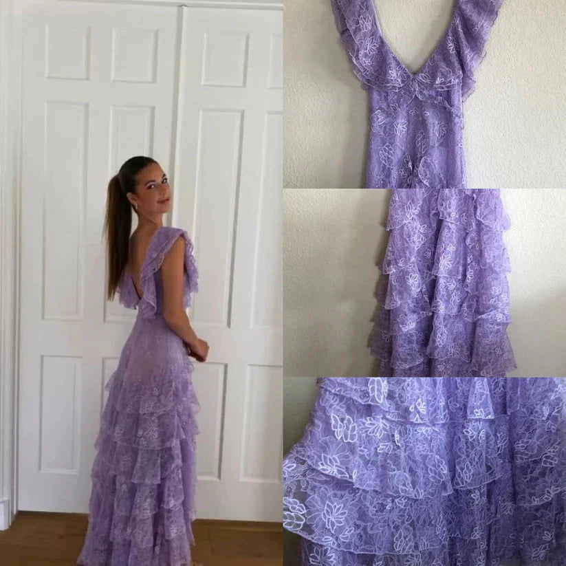 Lilac Lace Long Classy Prom Dress Classy Evening Gown Party Dress