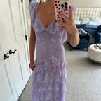 Lilac Lace Long Classy Prom Dress Party Dress 21Th Birthday Outfits