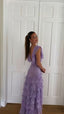 Lilac Lace Long Classy Prom Dress Party Dress 21Th Birthday Outfits
