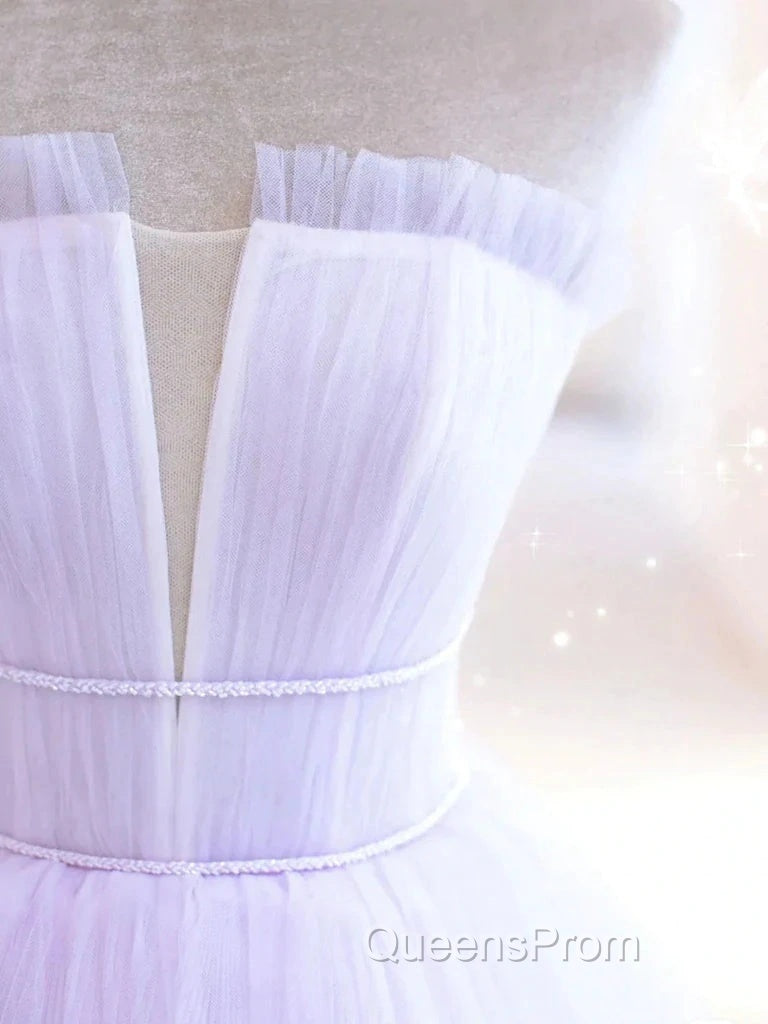 Lilac Purple Strapless Tulle Sheer A Line Evening Prom Dress Secondary image