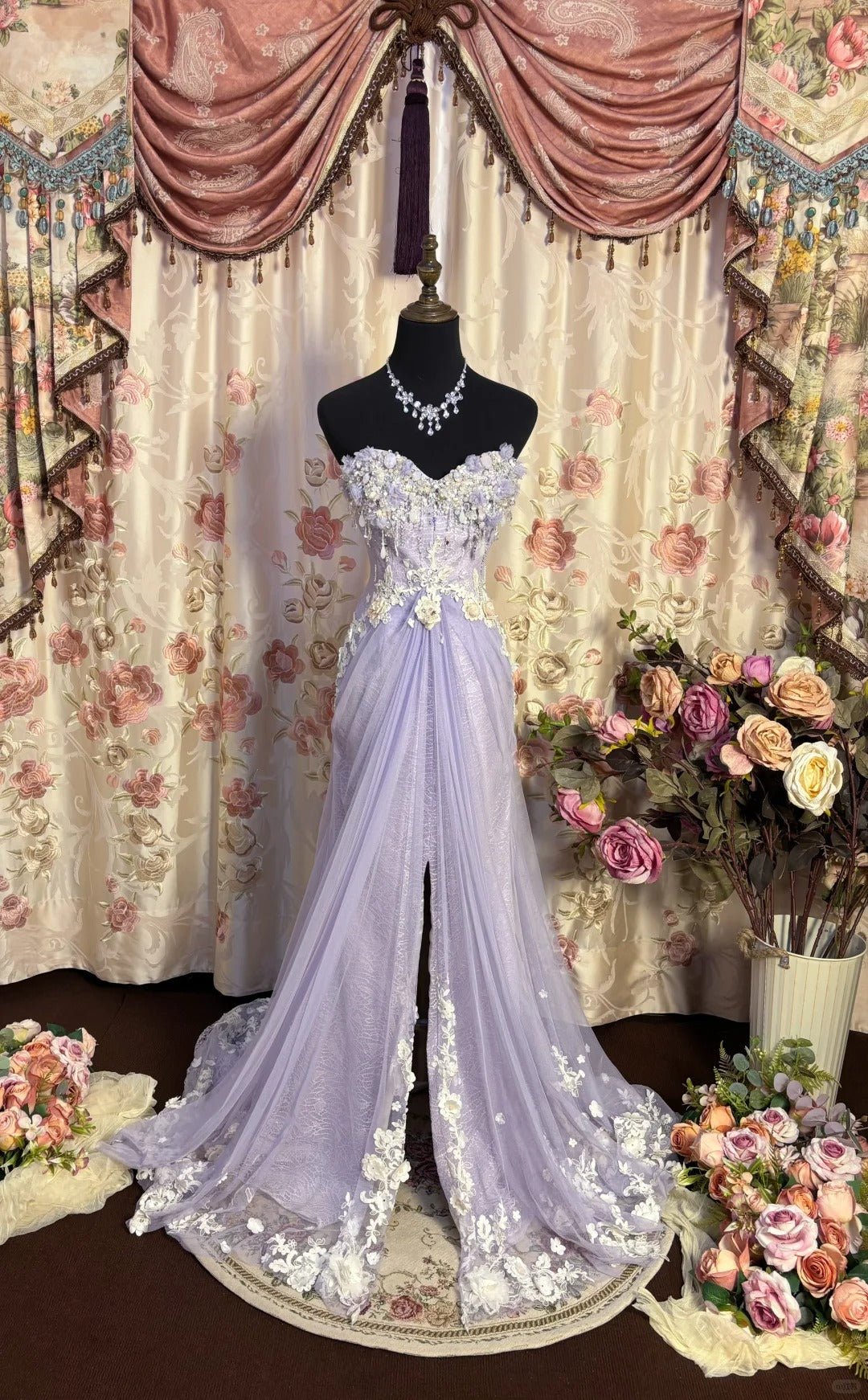 Lilac Strapless Classy Prom Dress Long Classy Evening Party Dress