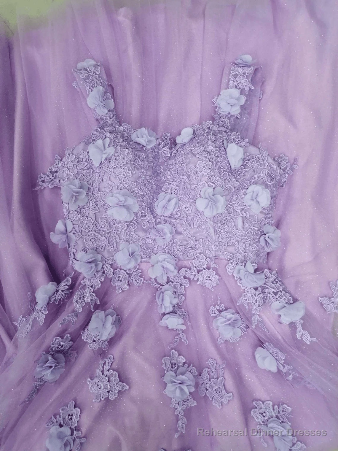 Lilac Sweetheart 3D Flowers Lace Applique Prom Dresses Tulle Evening Dress prom dresses shops Secondary image