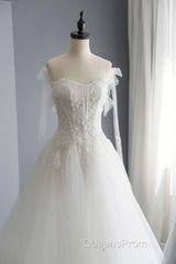 A-Line Tulle Lace Long Evening Prom Dress, Evening Party Dress