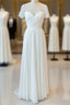 Long A-line Chiffon Backless Wedding Dress with Sleeves