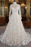 Long A-line Sweetheart Applqiues Tulle Wedding Dress with Sleeves