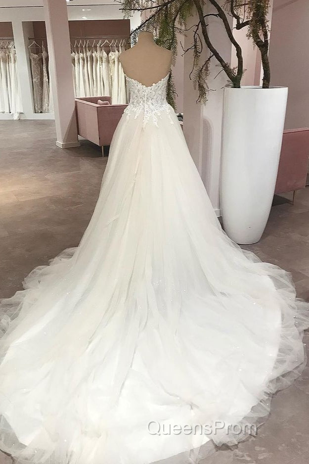 Long A-Line Sweetheart Backless Tulle Appliques Lace Wedding Dress Secondary image