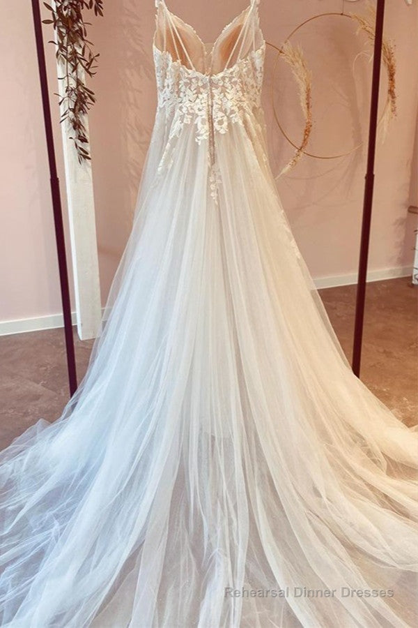 Long A-Line Tulle Sweetheart Appliques Lace Wedding Dress Secondary image