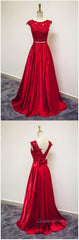 Long Applique Lace Evening Prom Dress,Stain Evening Prom Dress