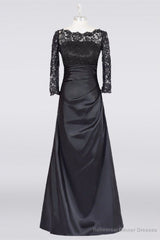 Long Black A Line Mother Of The Bride Dress