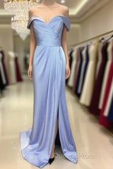 Long Chiffon V-Neck Off Shoulder Formal Dress Leg Slit Bridesmaid Dress