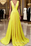 Long Chiffon V-Neck Split Bridesmaid Dress