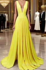 Long Chiffon V-Neck Split Bridesmaid Dress