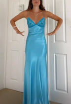 Long Classy Evening Classy Prom Dress, Custom Blue Classy Prom Dress