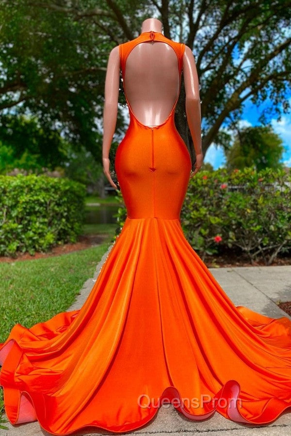 Long Mermaid Deep Sequined V-neck Stretch Satin Backless Evening Prom Dress with Appliques Secondary image