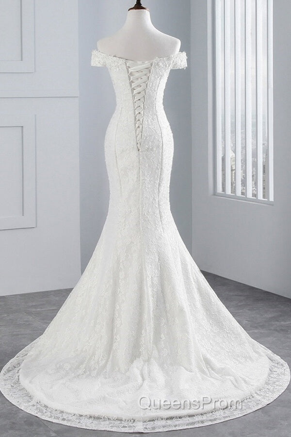 Long Mermaid Lace Off Shoulder Lace-up Wedding Dress Secondary image