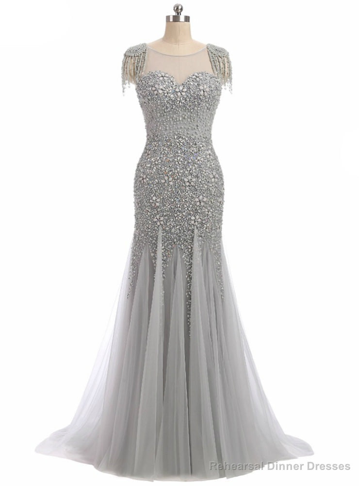 Long Mermaid Prom Dress Sparkly Beading Bodice Formal
