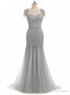Long Mermaid Prom Dress Sparkly Beading Bodice Formal