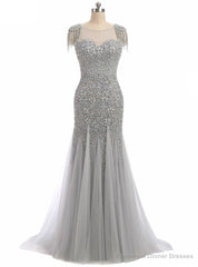 Long Mermaid Prom Dress Sparkly Beading Bodice Formal