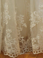 Long Mermaid Strapless Court Train Lace Organza Wedding Dress