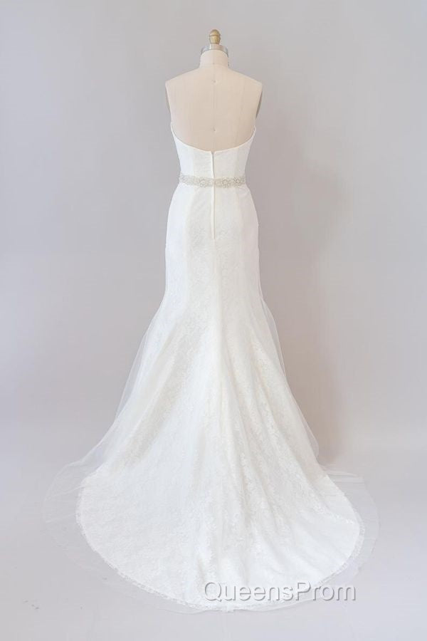 Long Mermaid Strapless Tulle Lace Wedding Dress Secondary image